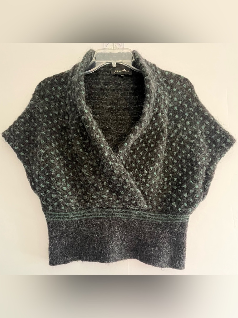 VTG Mollini Italian Mohair Blend Wrap Sweater Short Sleeve Crop L
